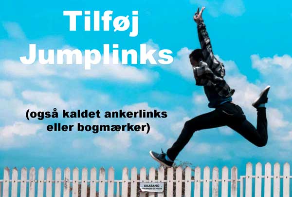 Tilføj Jumplinks, ankerlinks eller bogmærker